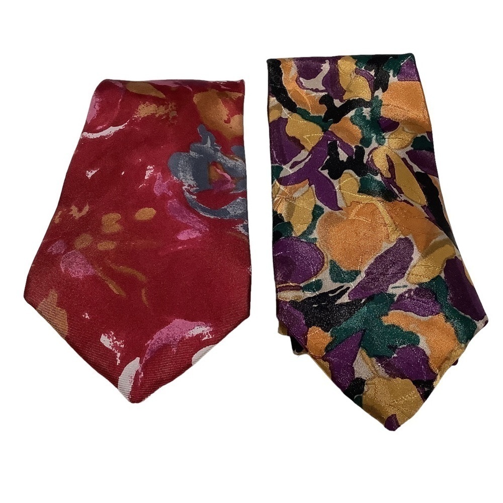 BOSTON TRADERS Abstract Floral Silk‎ Blend Neck Tie Lot OS